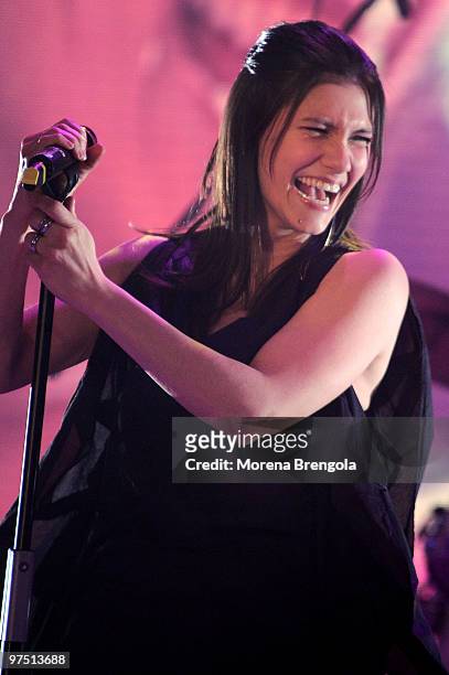 Elisa performs during "Quelli che il calcio" Italian tv show on March 5, 2010 in Milan, Italy.