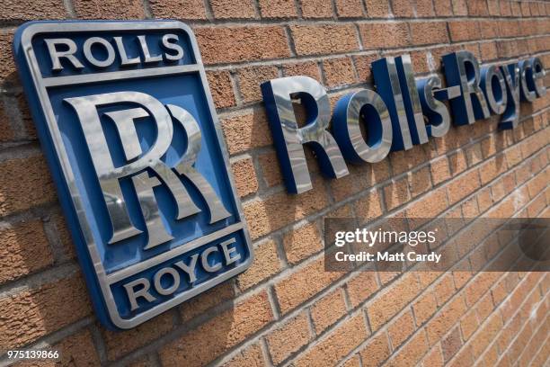 The Rolls-Royce logo displayed on their plant in Filton is pictured on June 15, 2018 in Bristol, England. Rolls-Royce announced plans this week to...