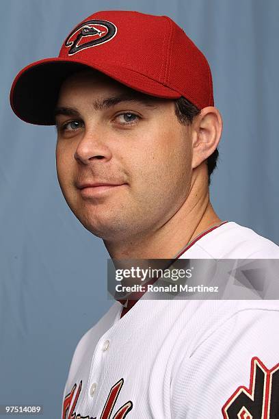 Jeff Bailey of the Arizona Diamondbacks poses for a photo during Spring Training Media Photo Day at Tucson Electric Park on February 27, 2010 in...