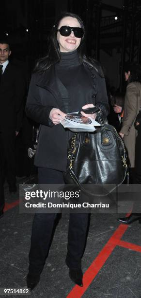 Actress Beatrice Dalle attends the Givenchy Ready to Wear during Paris Womenswear Fashion Week Fall/Winter 2011 at Lycee Carnot on March 7, 2010 in...
