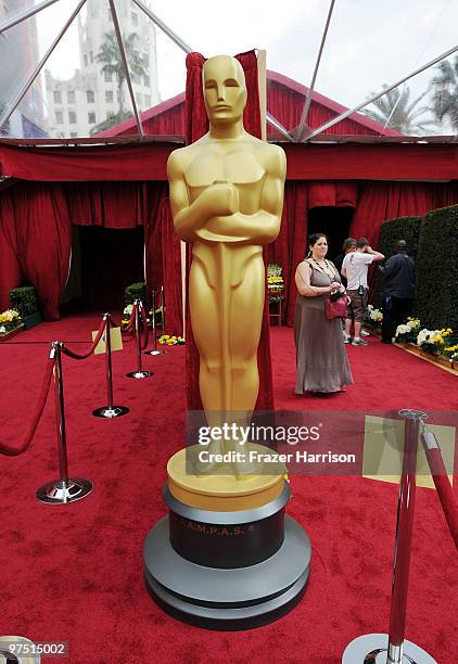 General view of the red carpet before the start of arrivals at the 82nd Annual Academy Awards held at Kodak Theatre on March 7, 2010 in Hollywood,...