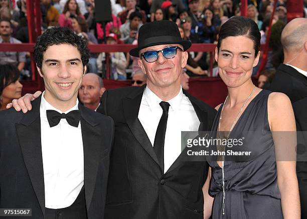 Actor Tahar Rahim, director Jacques Audiard and guest arrive at the 82nd Annual Academy Awards held at Kodak Theatre on March 7, 2010 in Hollywood,...