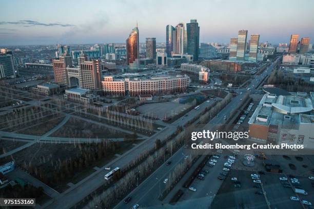 the skyline of astana, kazakhstan - ヌルスルタン ストックフォトと画像