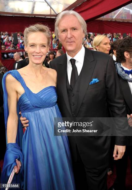 Director James Cameron and wife actress Suzy Amis arrive at the 82nd Annual Academy Awards held at Kodak Theatre on March 7, 2010 in Hollywood,...
