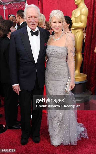 Actors Christopher Plummer and Helen Mirren arrive at the 82nd Annual Academy Awards held at Kodak Theatre on March 7, 2010 in Hollywood, California.