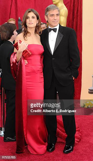 Model Elisabetta Canalis and actor George Clooney arrive at the 82nd Annual Academy Awards held at Kodak Theatre on March 7, 2010 in Hollywood,...