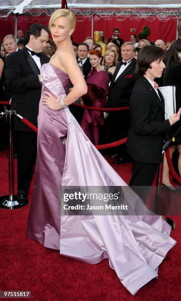 Actress Charlize Theron arrives at the 82nd Annual Academy Awards held at Kodak Theatre on March 7, 2010 in Hollywood, California.