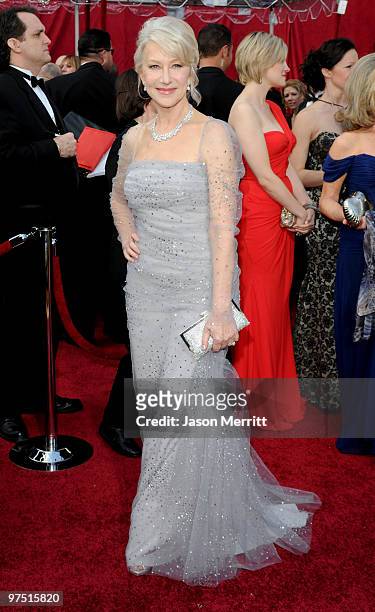 Actress Helen Mirren arrives at the 82nd Annual Academy Awards held at Kodak Theatre on March 7, 2010 in Hollywood, California.