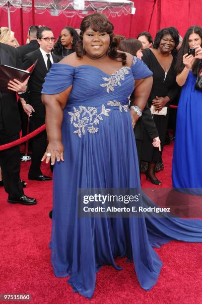 Actress Gabourey Sidibe arrives at the 82nd Annual Academy Awards held at Kodak Theatre on March 7, 2010 in Hollywood, California.