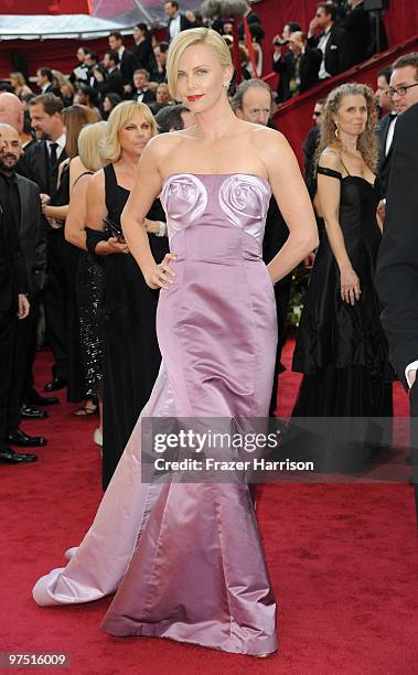 Actress Charlize Theron arrives at the 82nd Annual Academy Awards held at Kodak Theatre on March 7, 2010 in Hollywood, California.