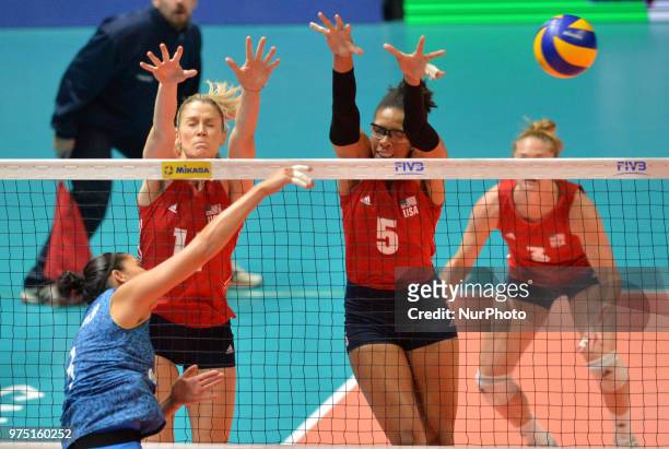 Of USA in action during FIVB Volleyball Nations League match between Argentina and USA at the stadium of The Technological University of the Littoral...