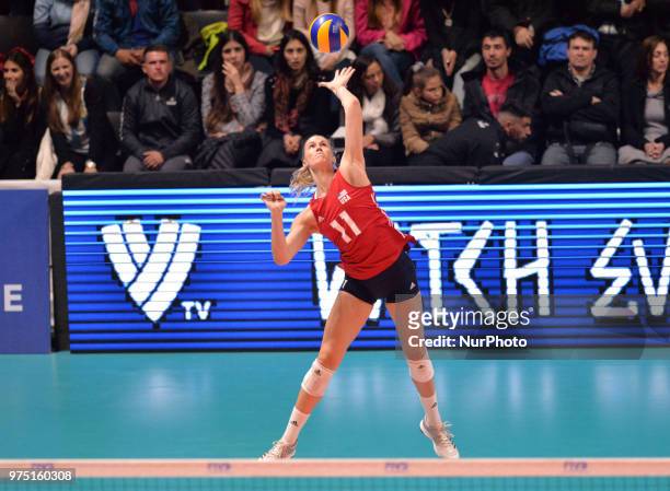 Of USA in action during FIVB Volleyball Nations League match between Argentina and USA at the stadium of The Technological University of the Littoral...