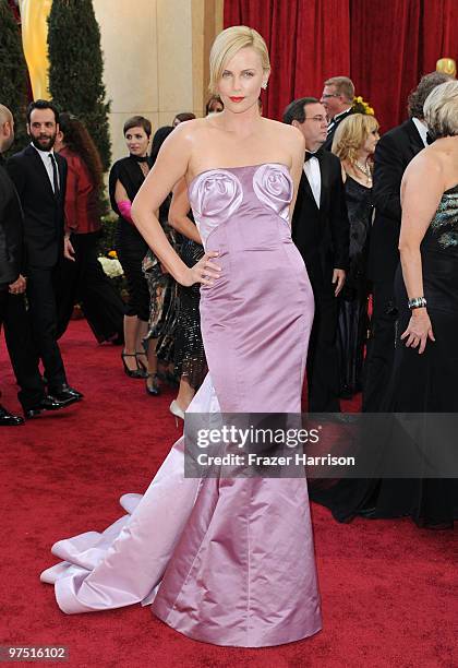 Actress Charlize Theron arrives at the 82nd Annual Academy Awards held at Kodak Theatre on March 7, 2010 in Hollywood, California.