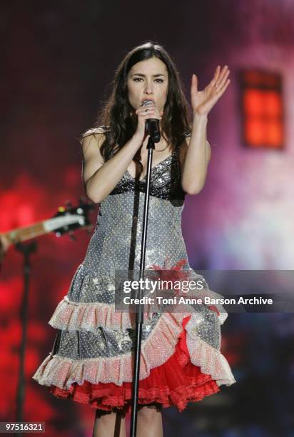 Olivia Ruiz performs during the 25th Victoires de la Musique at Zenith de Paris on March 6, 2010 in Paris, France.