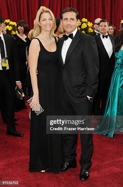 Nancy Carell and husband actor Steve Carell arrive at the 82nd Annual Academy Awards held at Kodak Theatre on March 7, 2010 in Hollywood, California.