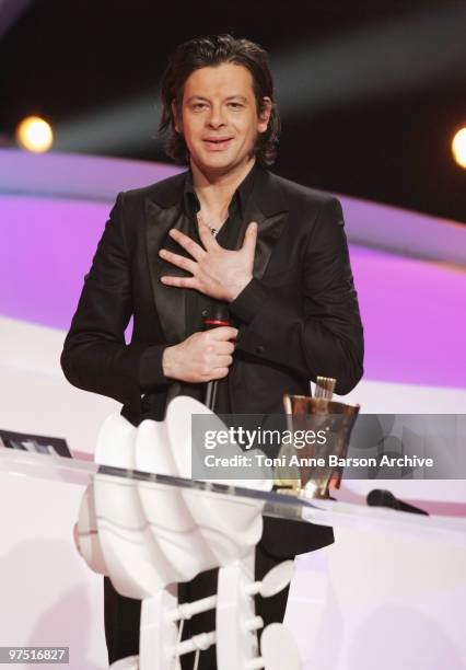 Benjamin Biolay receive Award during the 25th Victoires de la Musique at Zenith de Paris on March 6, 2010 in Paris, France.