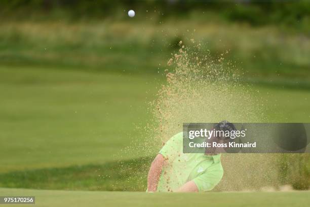 Ted Potter Jr. Of the United States plays a shot from a bunker on the sixth hole during the second round of the 2018 U.S. Open at Shinnecock Hills...