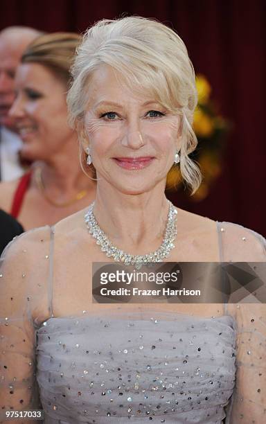 Actress Helen Mirren arrives at the 82nd Annual Academy Awards held at Kodak Theatre on March 7, 2010 in Hollywood, California.