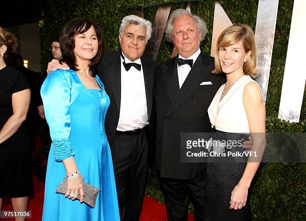 Mavis Leno, TV personality Jay Leno, Editor-in-chief Graydon Carter, and Anna Carter attend the 2010 Vanity Fair Oscar Party hosted by Graydon Carter...
