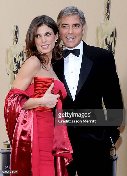 Model Elisabetta Canalis and actor George Clooney arrives at the 82nd Annual Academy Awards held at Kodak Theatre on March 7, 2010 in Hollywood,...