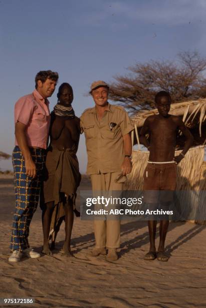 Doug Sanders, Gene Kelly at Lake Rudolph, Kenya, East Africa on Disney General Entertainment Content via Getty Images's 'American Sportsman'.