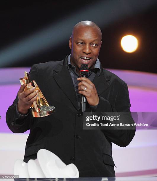 Oxmo Puccino receives award during the 25th Victoires de la Musique at Zenith de Paris on March 6, 2010 in Paris, France.