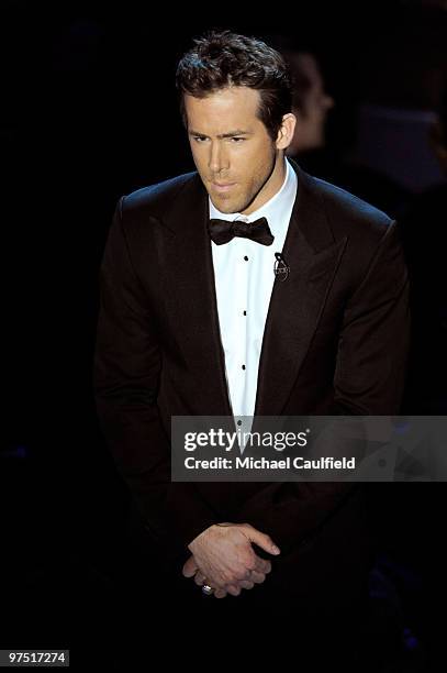 Presenter Ryan Reynolds onstage during the 82nd Annual Academy Awards held at Kodak Theatre on March 7, 2010 in Hollywood, California.