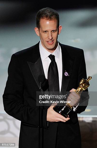 Director Pete Docter accepts Best Animated Feature award for "Up" onstage during the 82nd Annual Academy Awards held at Kodak Theatre on March 7,...