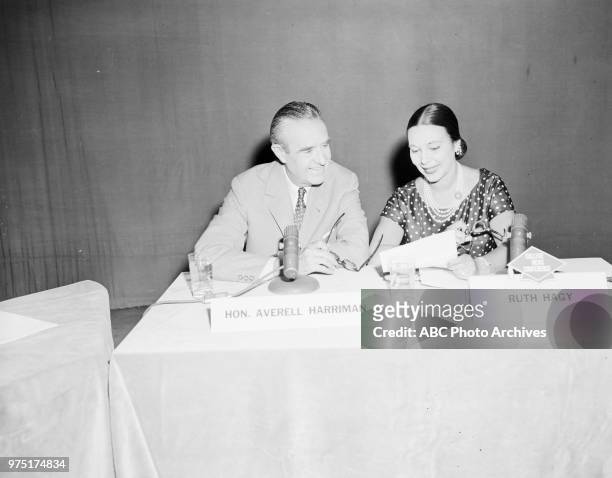 Governor of New York W Averell Harriman, Ruth Hagy on "College News Conference'.