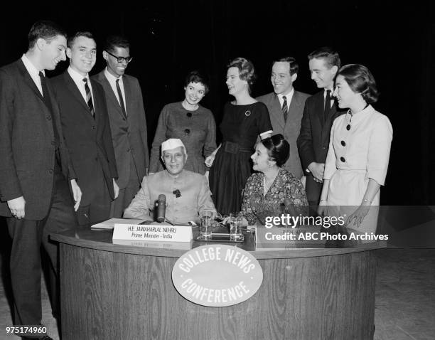 Prime Minister of India Jawaharlal Nehru, Ruth Hagy appearing on 'College News Conference'.