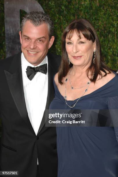 Actor Danny Huston and Actress Anjelica Huston arrive at the 2010 Vanity Fair Oscar Party hosted by Graydon Carter held at Sunset Tower on March 7,...