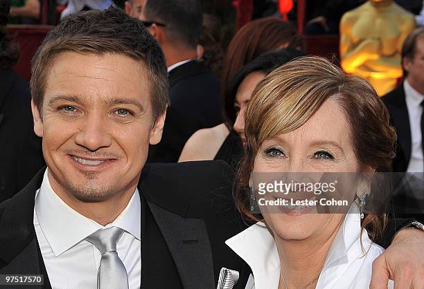 Actor Jeremy Renner and his mother Valerie Cearley arrive at the 82nd Annual Academy Awards held at the Kodak Theatre on March 7, 2010 in Hollywood,...