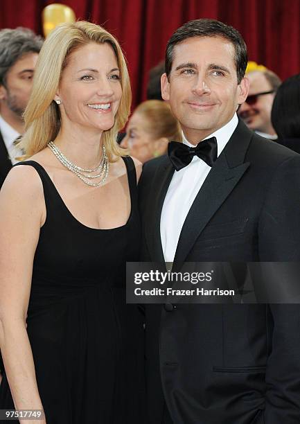 Nancy Carell and husband actor Steve Carell arrive at the 82nd Annual Academy Awards held at Kodak Theatre on March 7, 2010 in Hollywood, California.