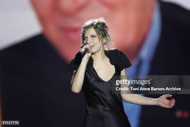 Amandine Bourgeois performs during the 25th Victoires de la Musique at Zenith de Paris on March 6, 2010 in Paris, France.