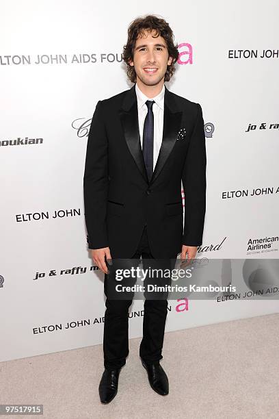 Musician Josh Groban arrives at the 18th Annual Elton John AIDS Foundation Oscar party held at Pacific Design Center on March 7, 2010 in West...