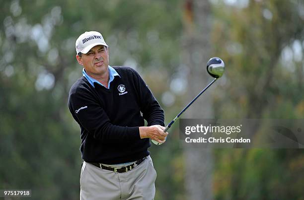 Loren Roberts tees off on during the final round of the Toshiba Classic at Newport Beach Country Club on March 7, 2010 in Newport Beach, California.