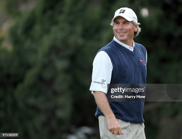 Fred Couples reacts to his birdie on the 16th green during the third round of the Toshiba Classic at the Newport Beach Country Club on March 7, 2010...