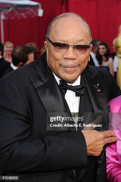 Producer Quincy Jones arrives at the 82nd Annual Academy Awards held at Kodak Theatre on March 7, 2010 in Hollywood, California.