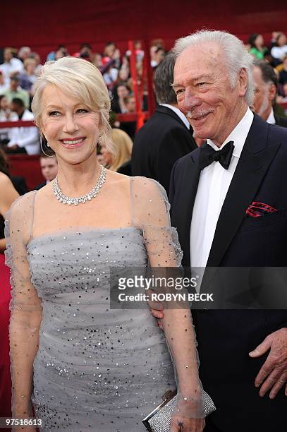 Actors Helen Mirren and Christopher Plummer arrive at the 82nd Academy Awards at the Kodak Theater in Hollywood, California on March 07, 2010. AFP...