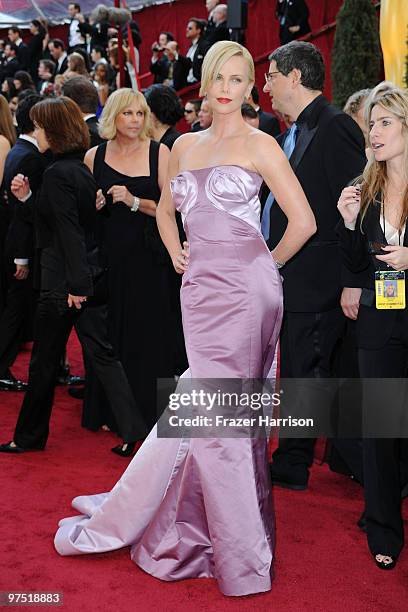 Actress Charlize Theron arrives at the 82nd Annual Academy Awards held at Kodak Theatre on March 7, 2010 in Hollywood, California.