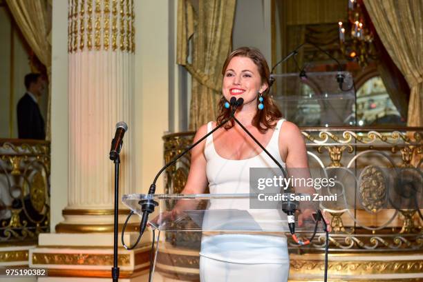 Rebecca Faulkenberry speaks at The 2018 CBTF Dream & Promise Gala at The Plaza Hotel on June 6, 2018 in New York City.