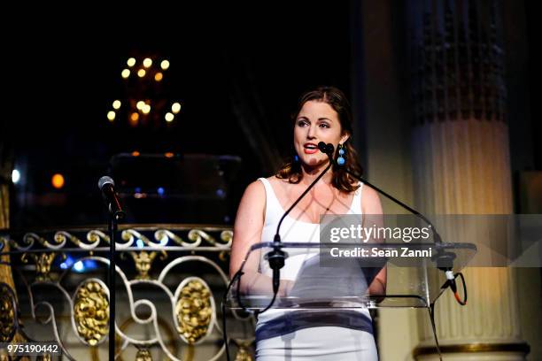 Rebecca Faulkenberry speaks at The 2018 CBTF Dream & Promise Gala at The Plaza Hotel on June 6, 2018 in New York City.