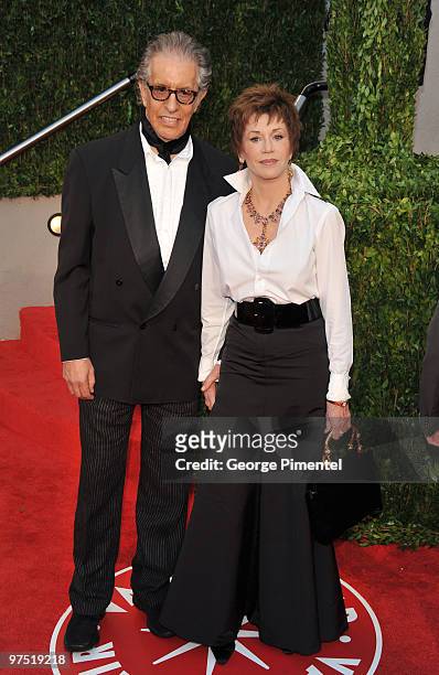 Music Producer Richard Perry and actress Jane Fonda arrive at the 2010 Vanity Fair Oscar Party Hosted By Graydon Carter at Sunset Tower on March 7,...
