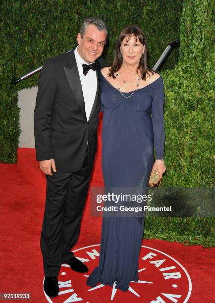 Actor Danny Huston and actress Anjelica Huston arrive at the 2010 Vanity Fair Oscar Party hosted by Graydon Carter held at Sunset Tower on March 7,...