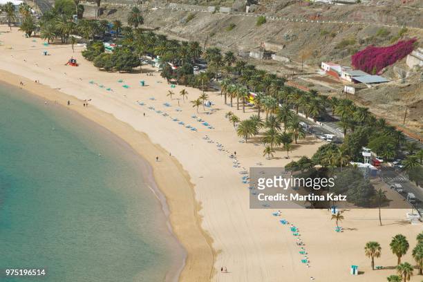 sandy beach of playa de las teresitas, tenerife, canary islands, spain - playa de las teresitas stock pictures, royalty-free photos & images
