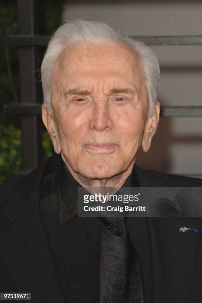 Actor Kirk Douglas arrives at the 2010 Vanity Fair Oscar Party hosted by Graydon Carter held at Sunset Tower on March 7, 2010 in West Hollywood,...