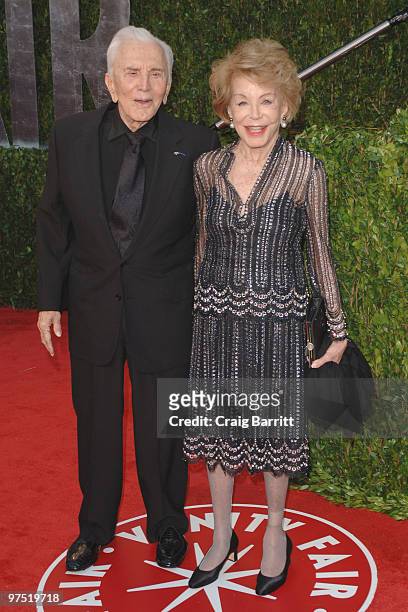 Actor Kirk Douglas and wife Anne Buydens arrive at the 2010 Vanity Fair Oscar Party hosted by Graydon Carter held at Sunset Tower on March 7, 2010 in...