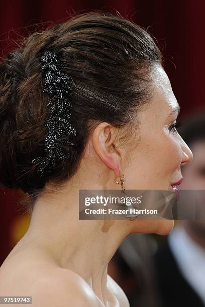 Actress Maggie Gyllenhaal arrives at the 82nd Annual Academy Awards held at Kodak Theatre on March 7, 2010 in Hollywood, California.