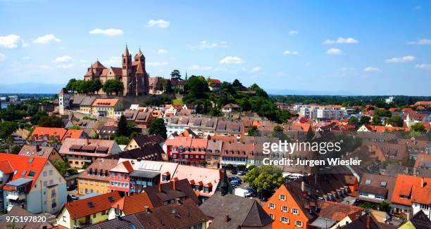 view from eckhartsberg onto the historic centre with the roman minster of st. stephan, breisach am rhein, upper rhine, black forest, baden-wuerttemberg, germany - breisach stock pictures, royalty-free photos & images