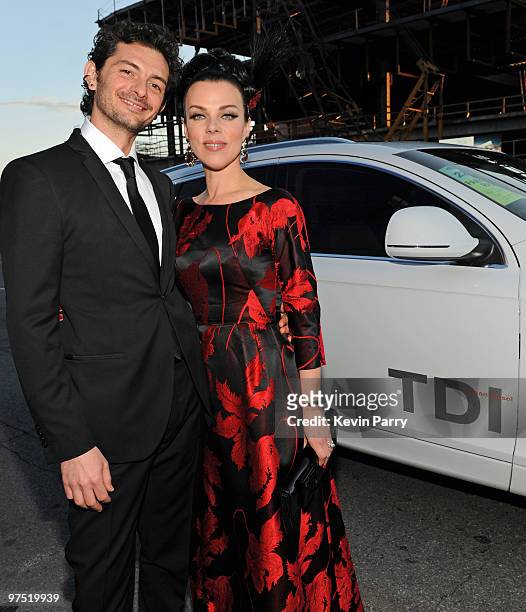 Actress Debi Mazar and Gabriele Corcos arrives in an Audi TDI to the 18th annual Elton John AIDS Foundation Oscar Party held at Pacific Design Center...